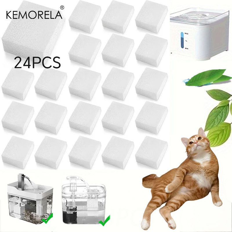 Pet Fountain Filter Replacement - Сменные губчатые фильтры KEMORELA, 8/16/24 шт.,