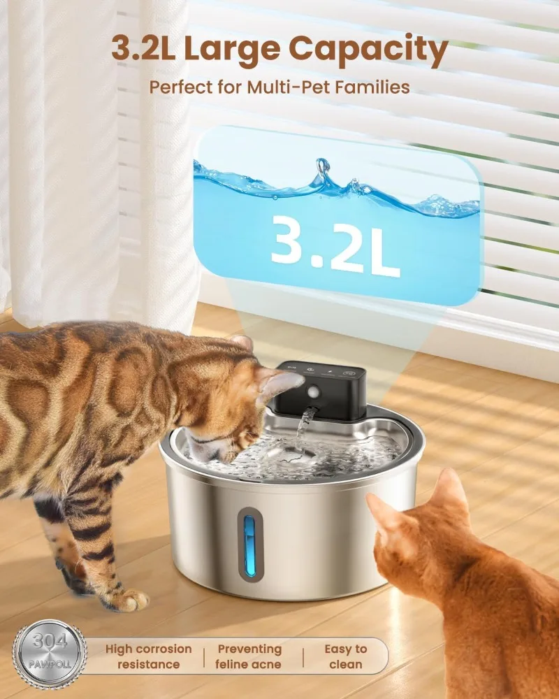 Wireless Pet Water Fountain Battery - VOFORD 3,2 л, беспроводная автоматическая поилка