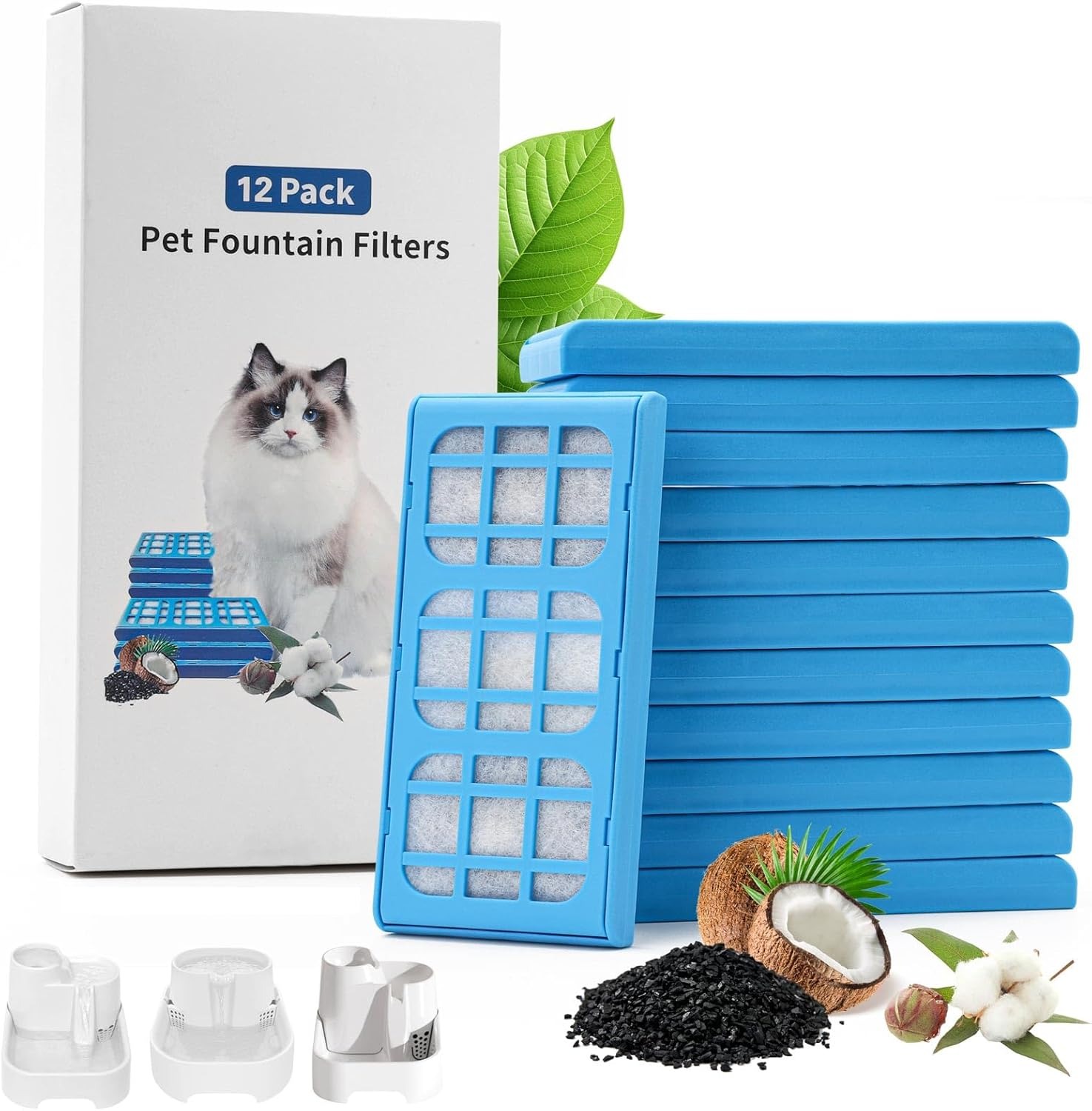 Pet Fountain Filter Replacement - Набор из 12 сменных фильтрующих картриджей,