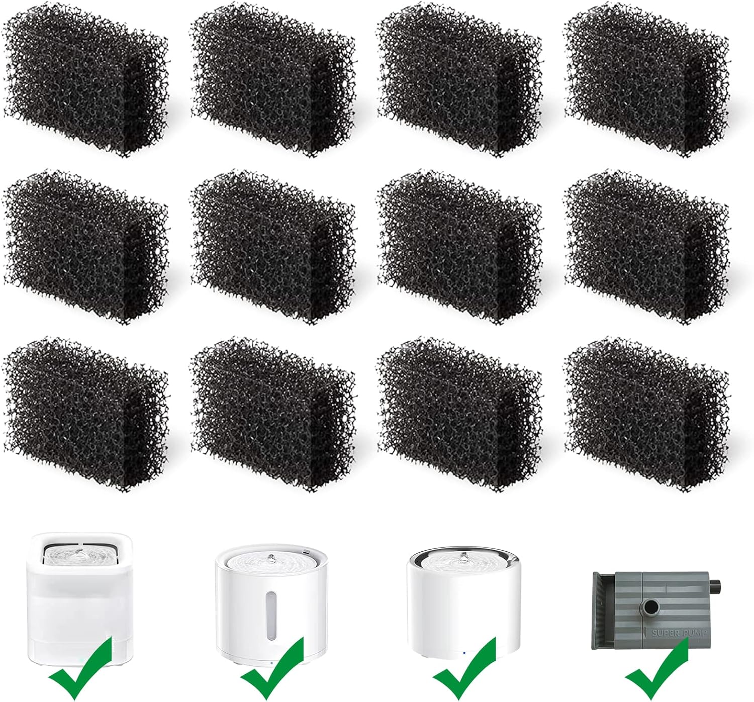 Pet Fountain Filter Replacement - 12 упаковок губчатых фильтров для фонтана
