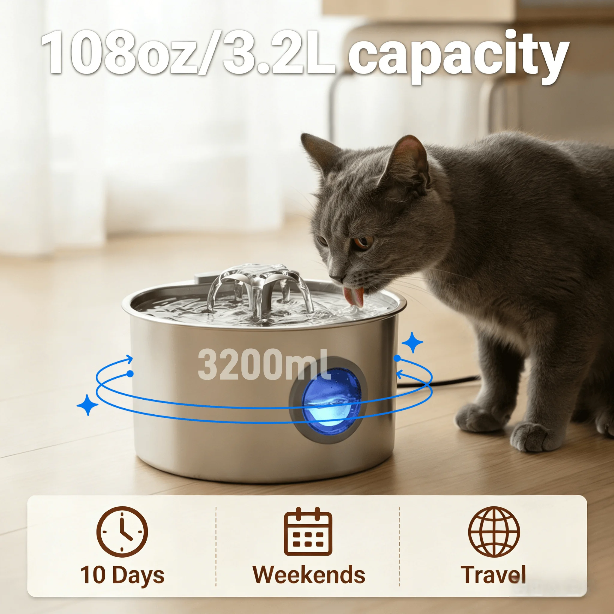 Фонтан для воды для кошек и со – обзор и цена Pet Water Fountain Stainless Steel