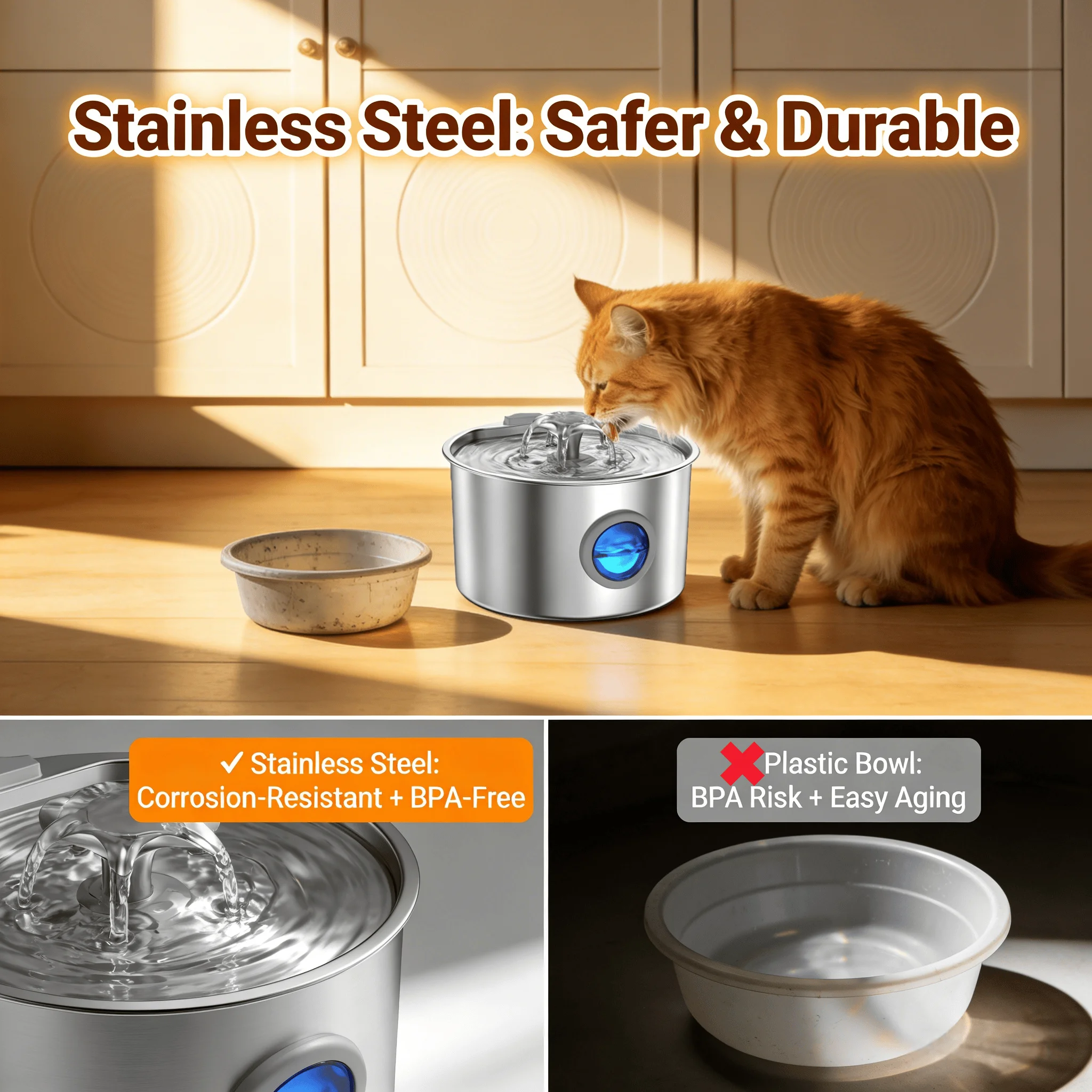 Фонтан для воды для кошек и со – обзор и цена Pet Water Fountain Stainless Steel