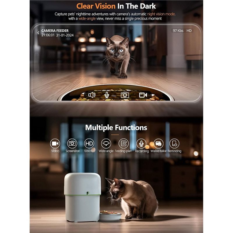 Умный дозатор корма для кошек  – обзор и цена Smart Pet Feeder Camera Wifi