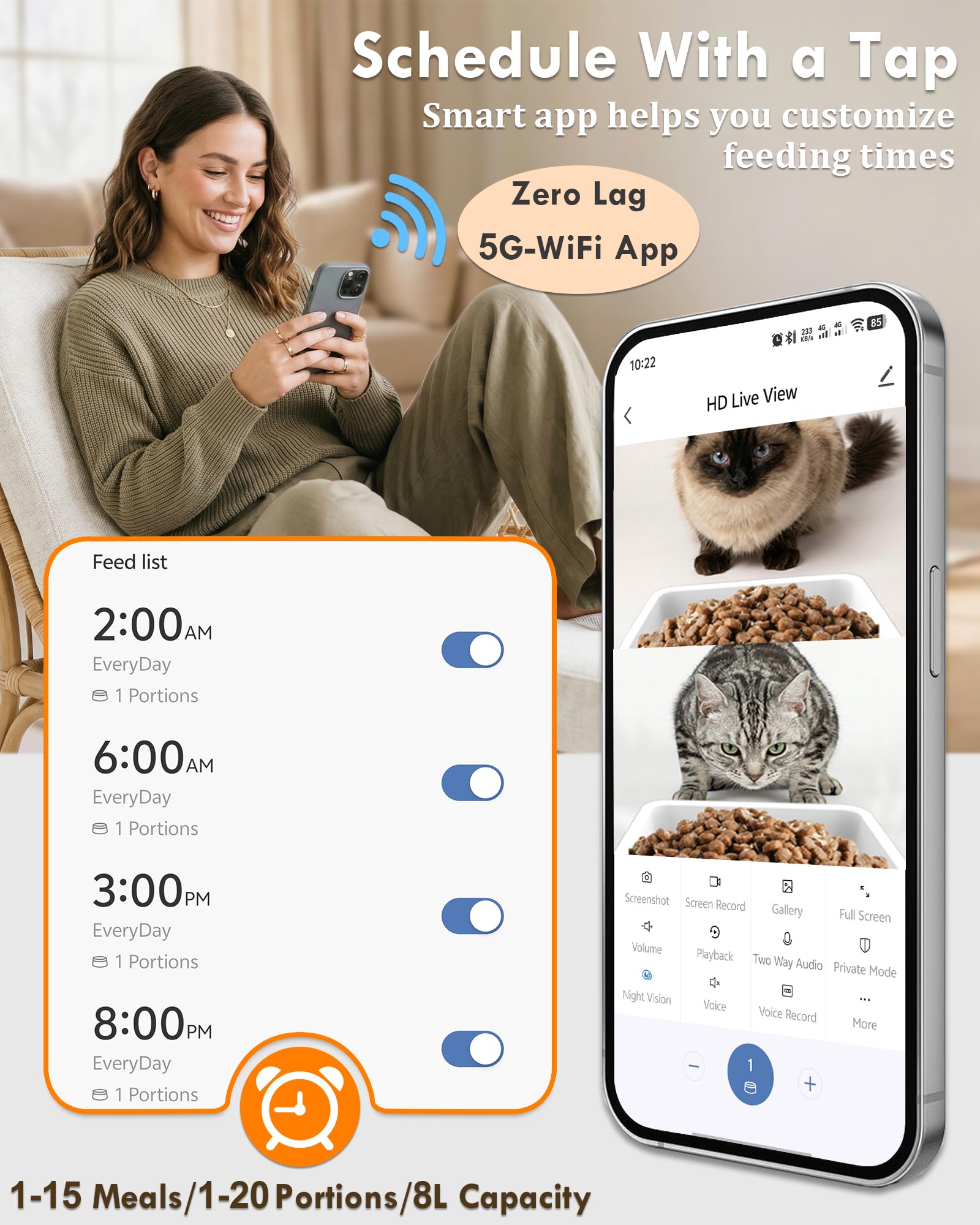 Умная автоматическая кормушка  – обзор и цена Smart Pet Feeder Camera Wifi