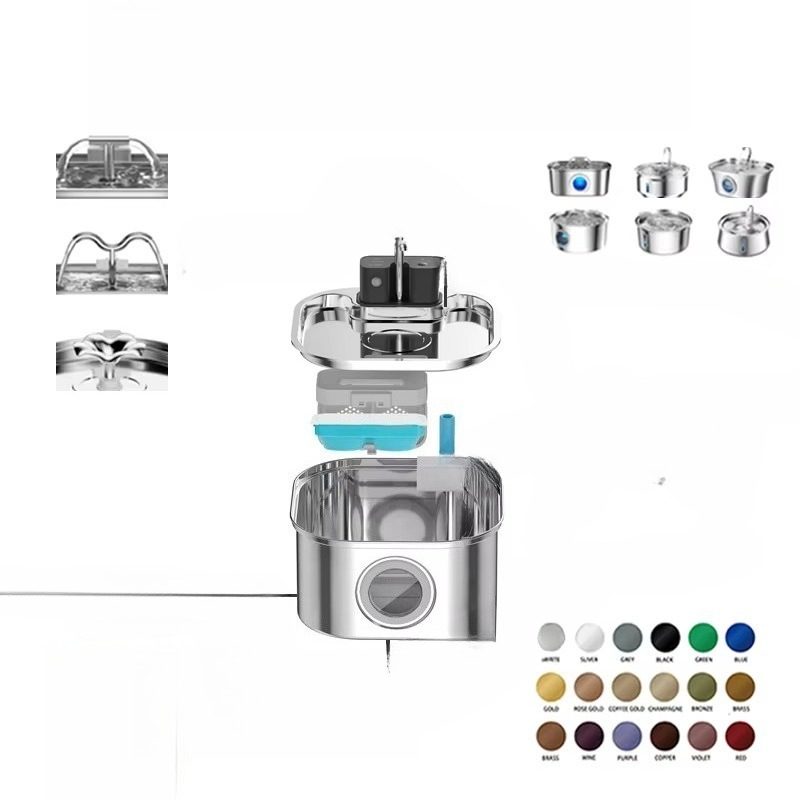 Беспроводной фонтан-поилка для – обзор и цена Pet Water Fountain Stainless Steel