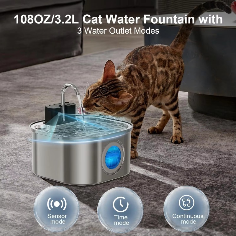 Беспроводной фонтан-поилка для – обзор и цена Pet Water Fountain Stainless Steel